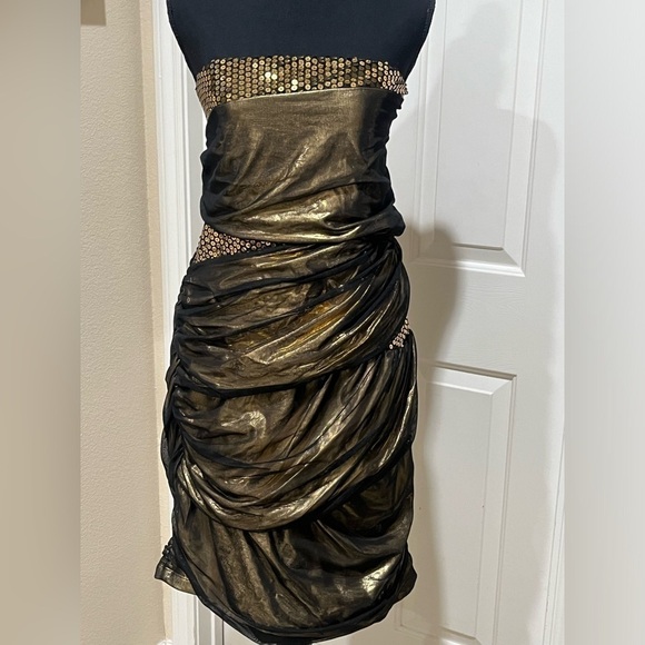 Z. CAVARICCI  GOLD SEQUINS SPLICE TUBE DRESS WOMENS SIZE 22 - Picture 3 of 12